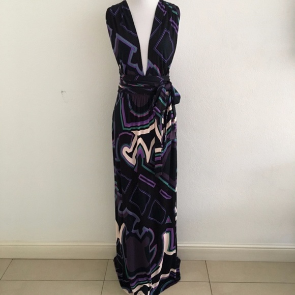 Emilio Pucci Jersey Maxi Dress Halter Wrap Size 10 - Picture 2 of 8
